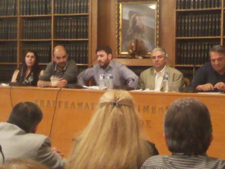 Στο προεδρείο εκδήλωσης της Νομαρχιακής Επιτροπής Α' Πειραιά του ΠΑΣΟΚ για τις ευρωεκλογές (αριστερά μου στη φωτό, ο Γραμματέας της Κ.Ε. του ΠΑΣΟΚ, Ν.Ανδρουλάκης), 14/5/14-αίθουσα Επαγγελματικού Επιμελητηρίου Πειραιά